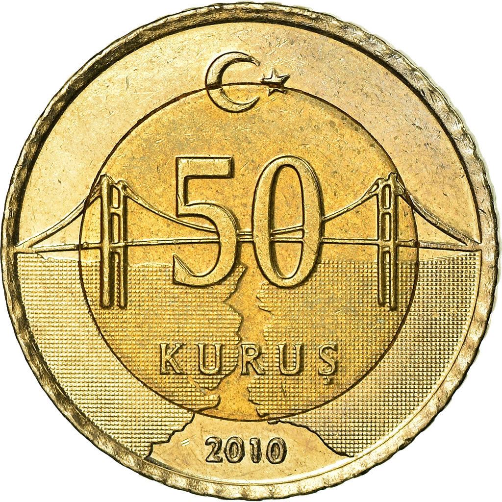 Turkey Coin Turkish 50 Kurus | President Mustafa Kemal Ataturk | Bosphorus Strait Bridge | KM1243 | 2009 - 2021