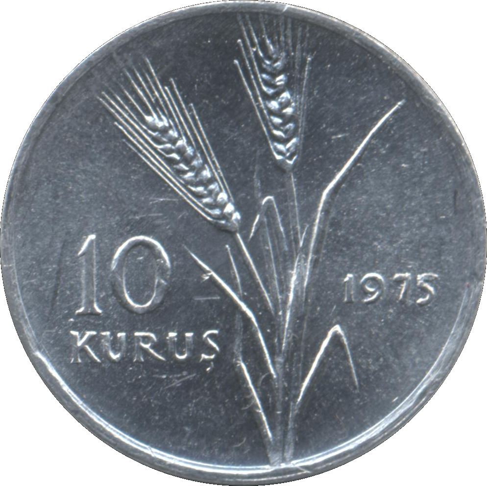 Turkey | Turkish 10 Kurus Coin | FAO | President Mustafa Kemal Ataturk | Tractor | KM898a | 1975