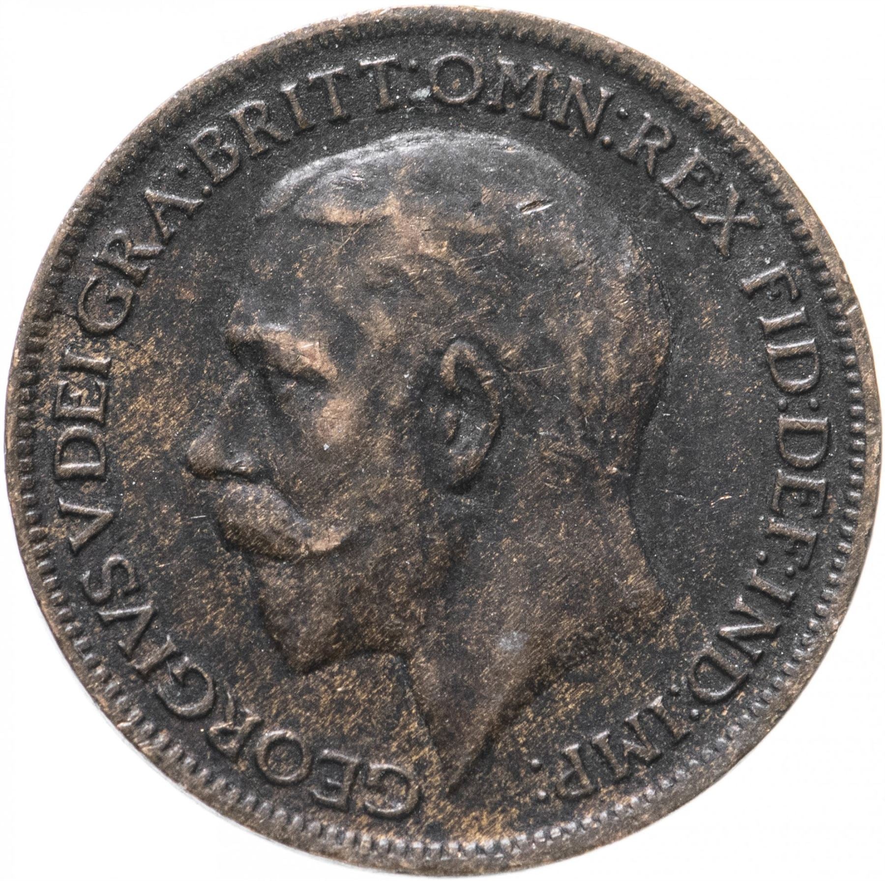 United Kingdom 1 Farthing - George V | Coin KM808 1911 - 1925