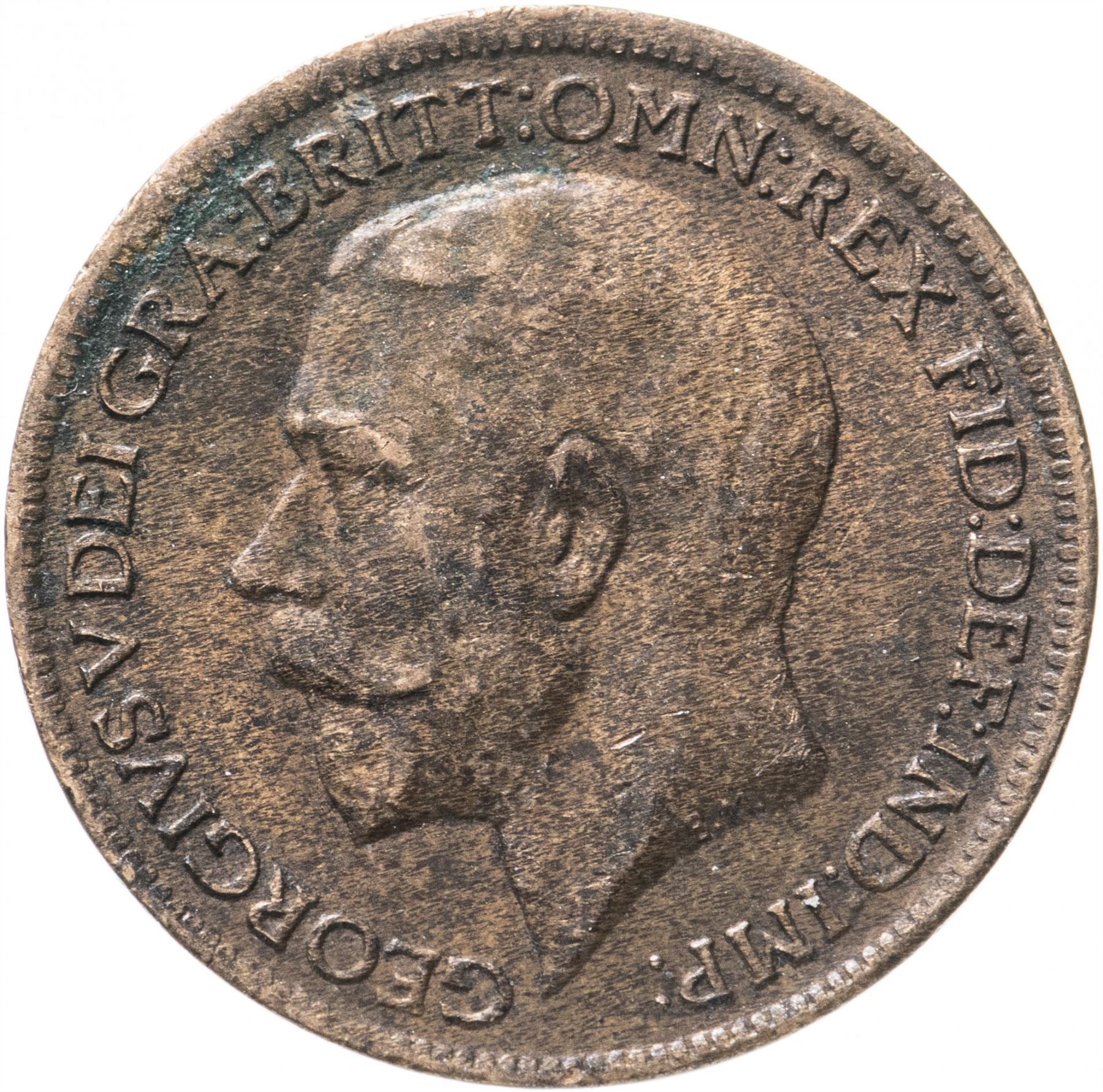 United Kingdom 1 Farthing - George V | Coin KM808 1911 - 1925