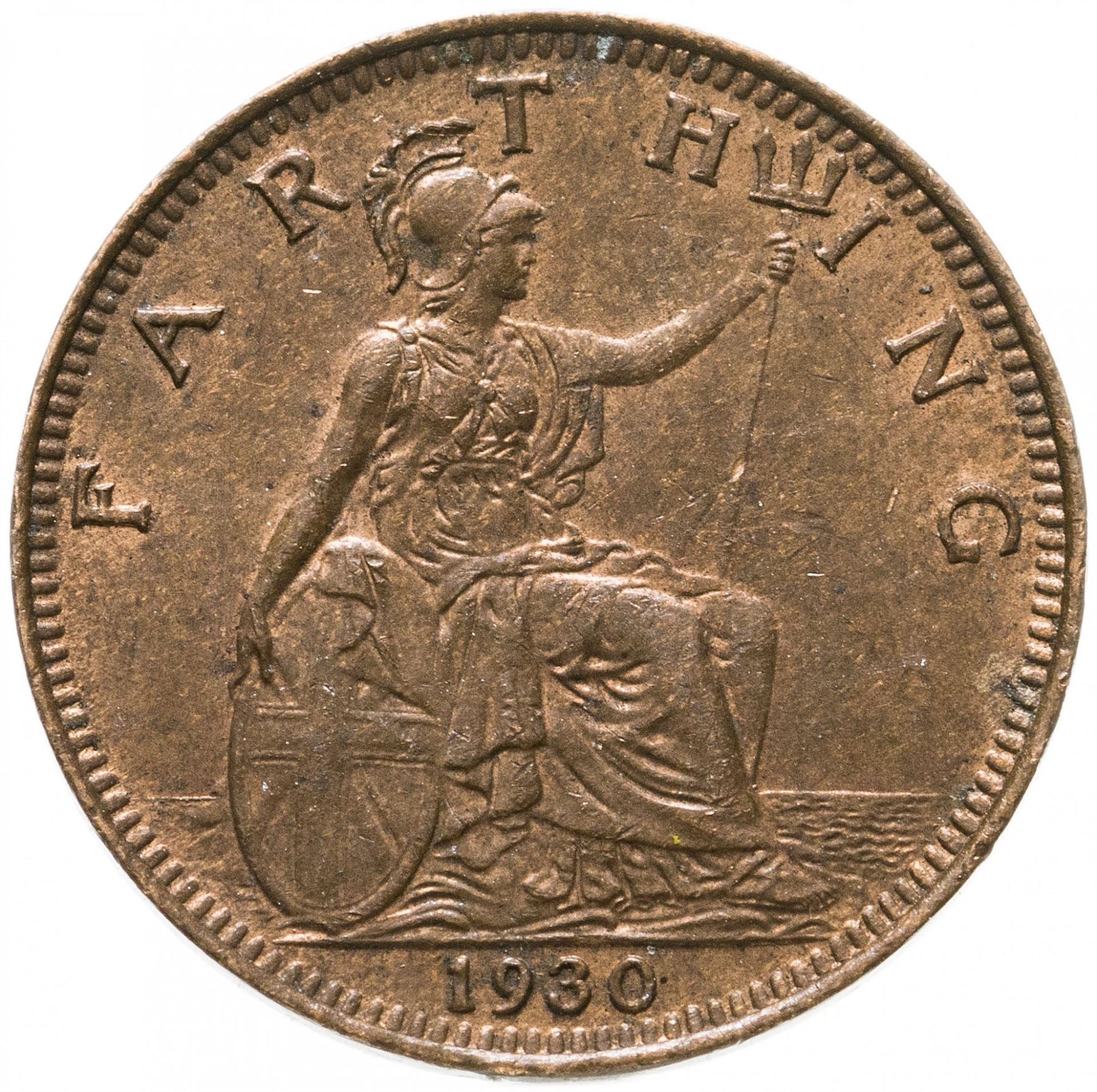 United Kingdom 1 Farthing - George V modified effigy | Coin KM825 1926 - 1936