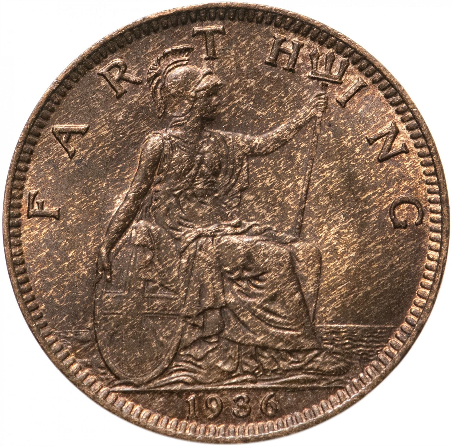 United Kingdom 1 Farthing - George V modified effigy | Coin KM825 1926 - 1936