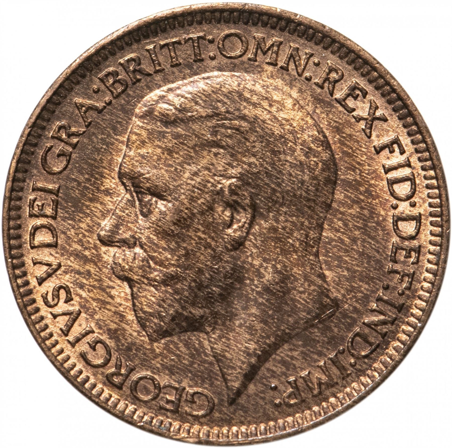 United Kingdom 1 Farthing - George V modified effigy | Coin KM825 1926 - 1936