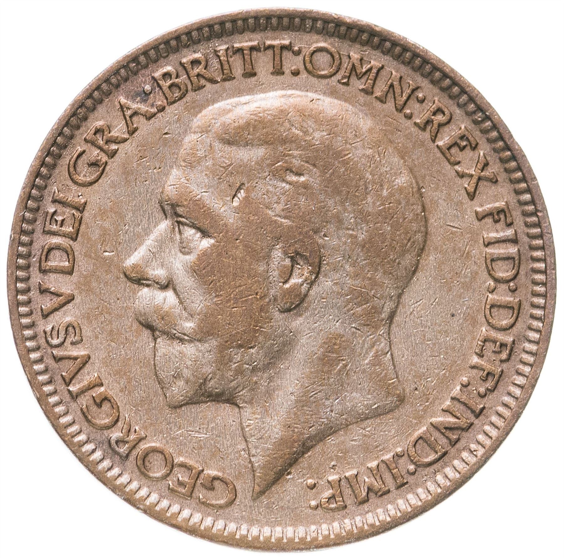 United Kingdom 1 Farthing - George V modified effigy | Coin KM825 1926 - 1936