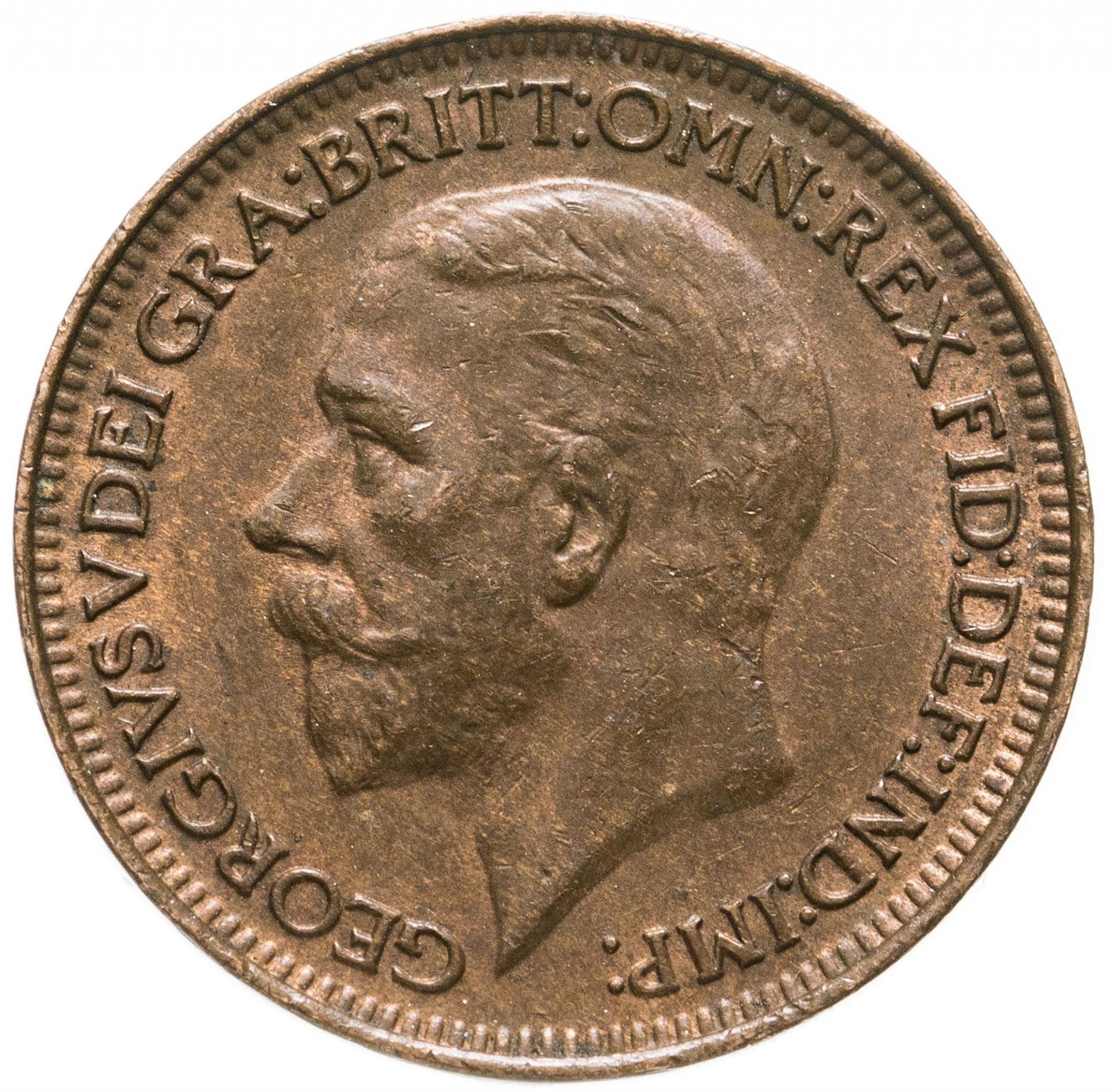 United Kingdom 1 Farthing - George V modified effigy | Coin KM825 1926 - 1936