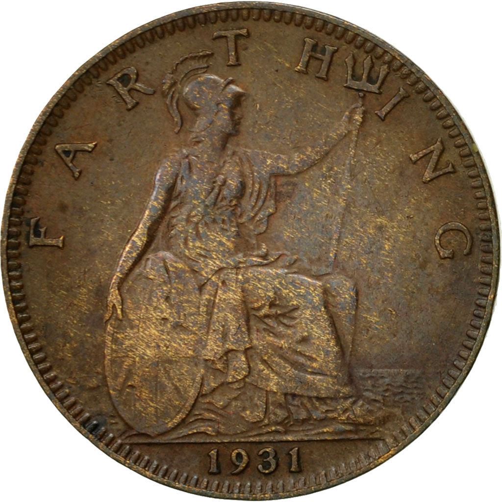 United Kingdom 1 Farthing - George V modified effigy | Coin KM825 1926 - 1936