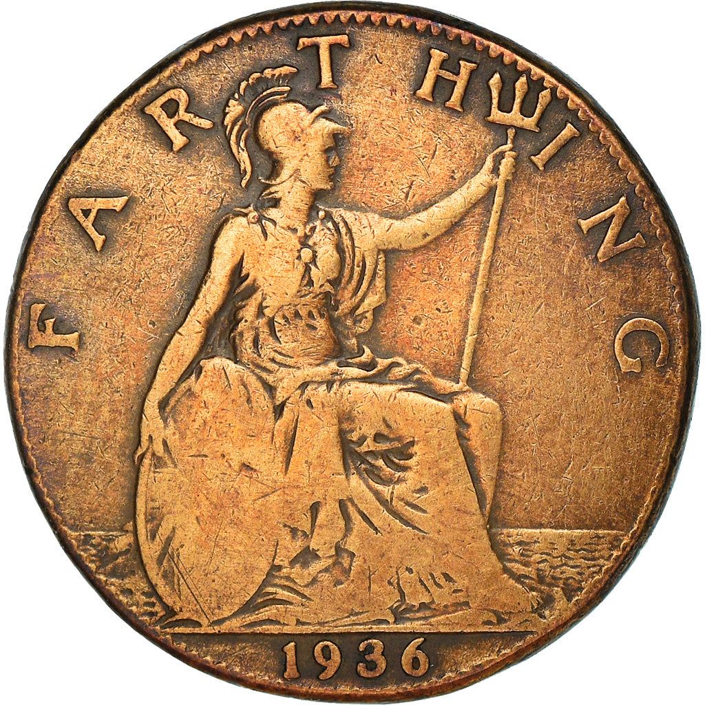 United Kingdom 1 Farthing - George V modified effigy | Coin KM825 1926 - 1936