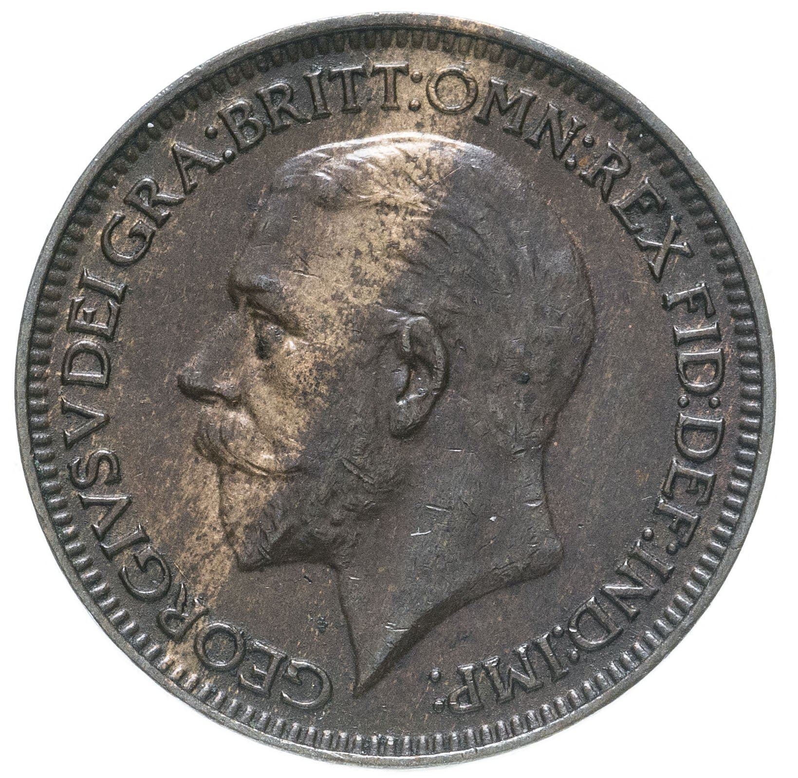 United Kingdom 1 Farthing - George V modified effigy | Coin KM825 1926 - 1936