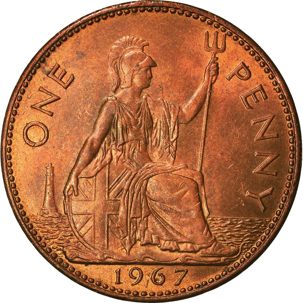 United Kingdom 1 Penny - Elizabeth II 1st portrait | without 'BRITT:OMN' | Coin KM897 1954 - 1970