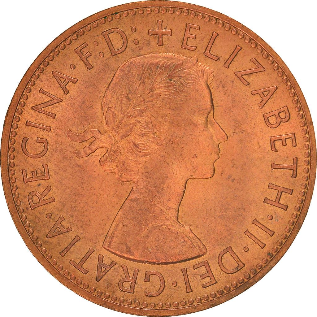 United Kingdom 1 Penny - Elizabeth II 1st portrait | without 'BRITT:OMN' | Coin KM897 1954 - 1970