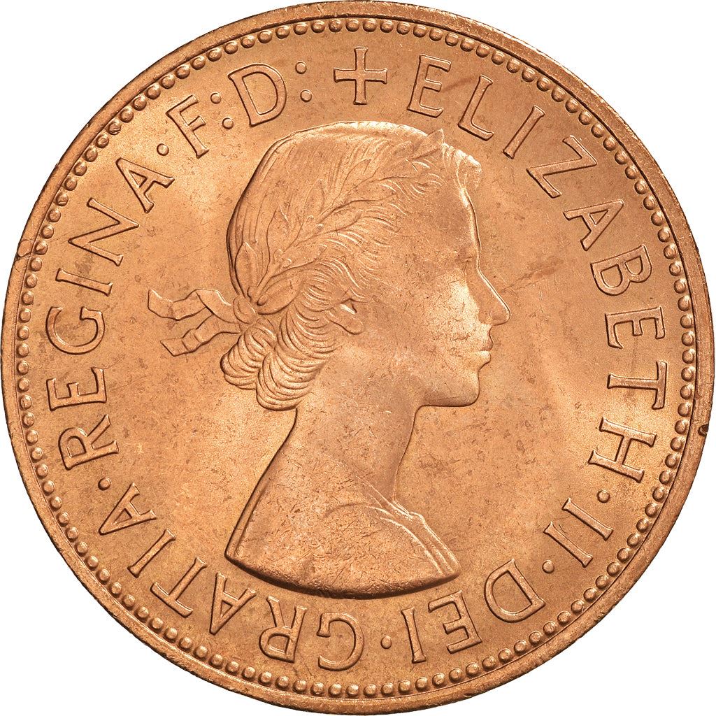 United Kingdom 1 Penny - Elizabeth II 1st portrait | without 'BRITT:OMN' | Coin KM897 1954 - 1970