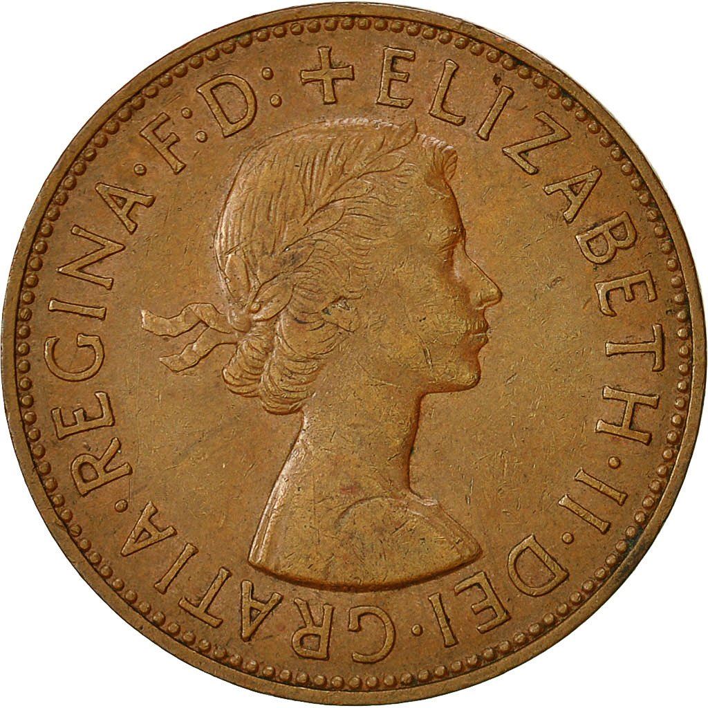 United Kingdom 1 Penny - Elizabeth II 1st portrait | without 'BRITT:OMN' | Coin KM897 1954 - 1970