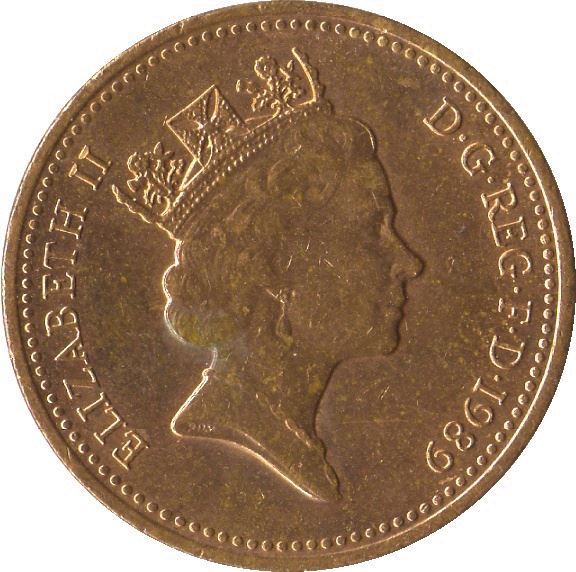 United Kingdom 1 Penny - Elizabeth II 3rd portrait | non-magnetic | Coin KM935 1985 - 1992