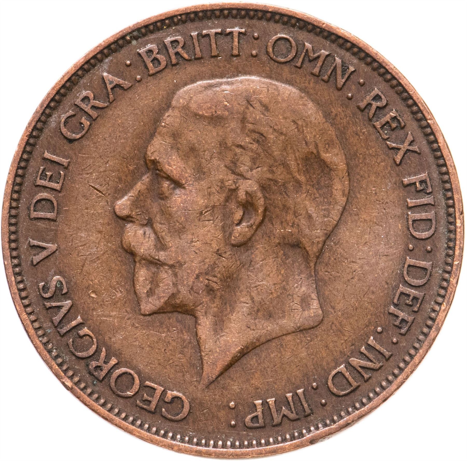 United Kingdom 1 Penny - George V smaller portrait | Coin KM838 1928 - 1936