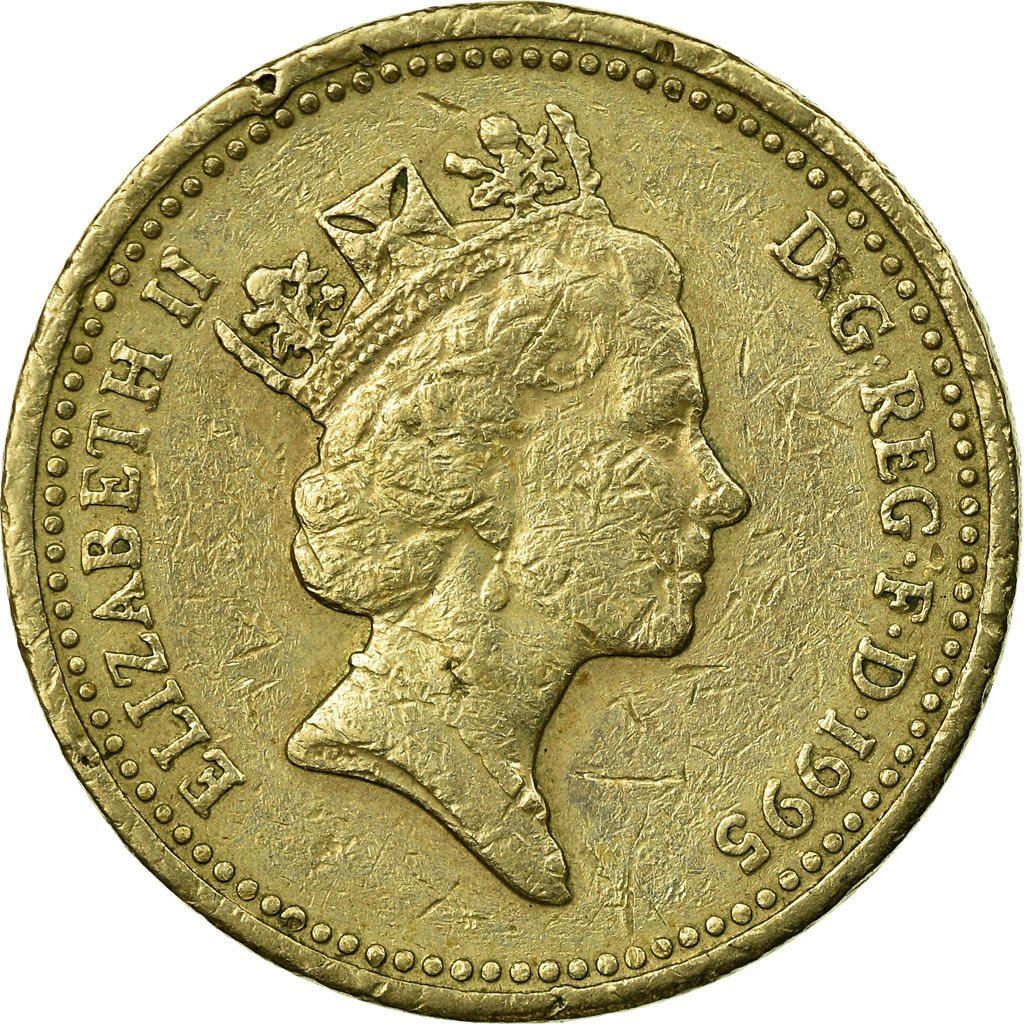 United Kingdom | 1 Pound Coin | Elizabeth II | 3rd portrait | Welsh Dragon | 1995