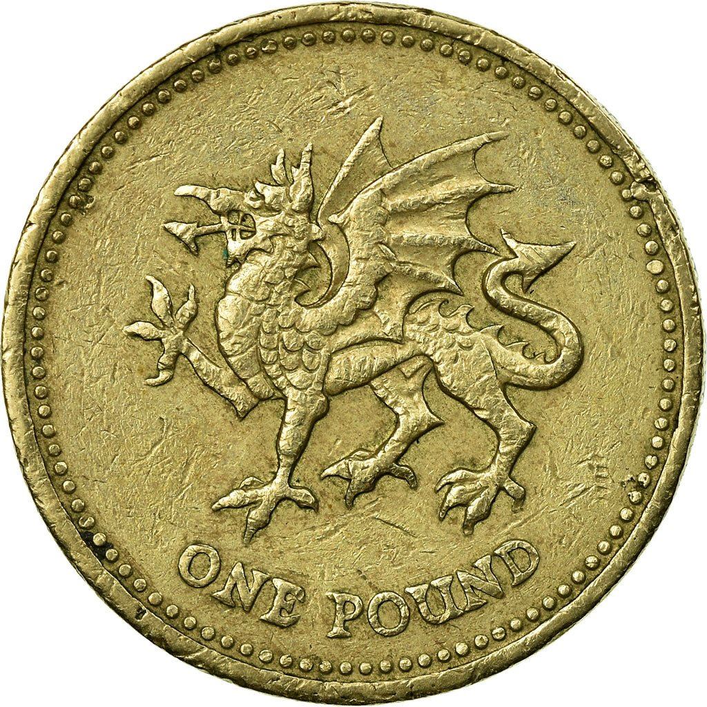 United Kingdom | 1 Pound Coin | Elizabeth II | 3rd portrait | Welsh Dragon | 1995