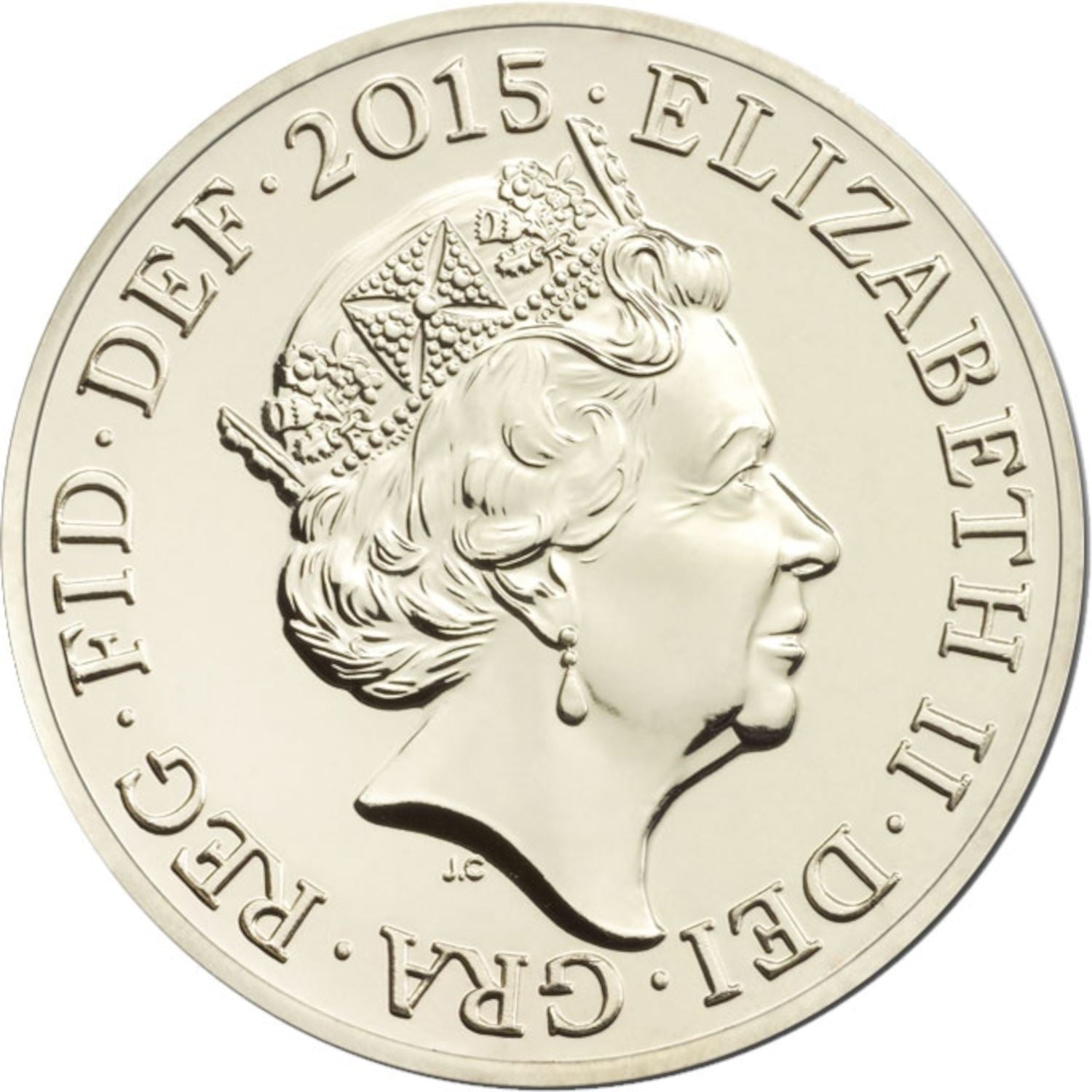 United Kingdom 1 Pound Coin | Elizabeth II 5th portrait | Royal Arms | 2015