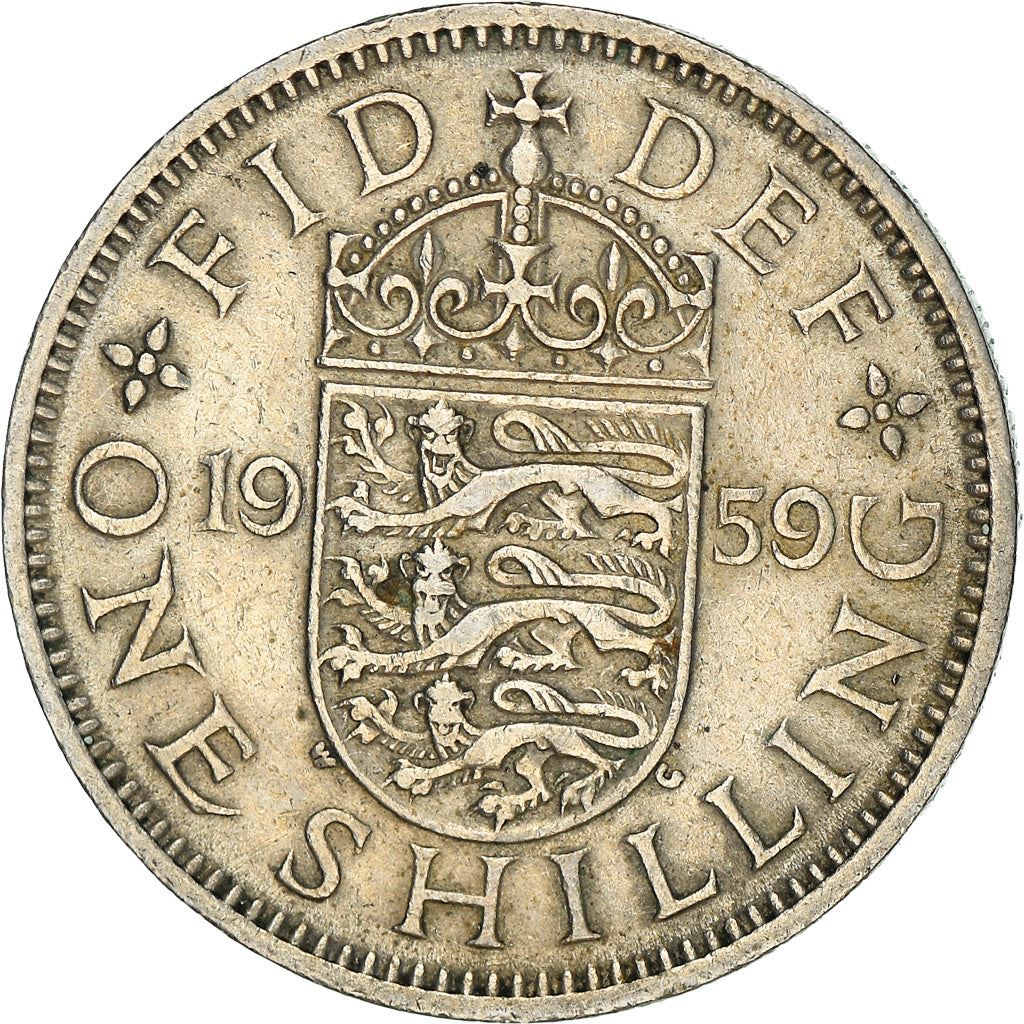 United Kingdom 1 Shilling - Elizabeth II English shield | no 'BRITT:OMN' | Coin KM904 1954 - 1970