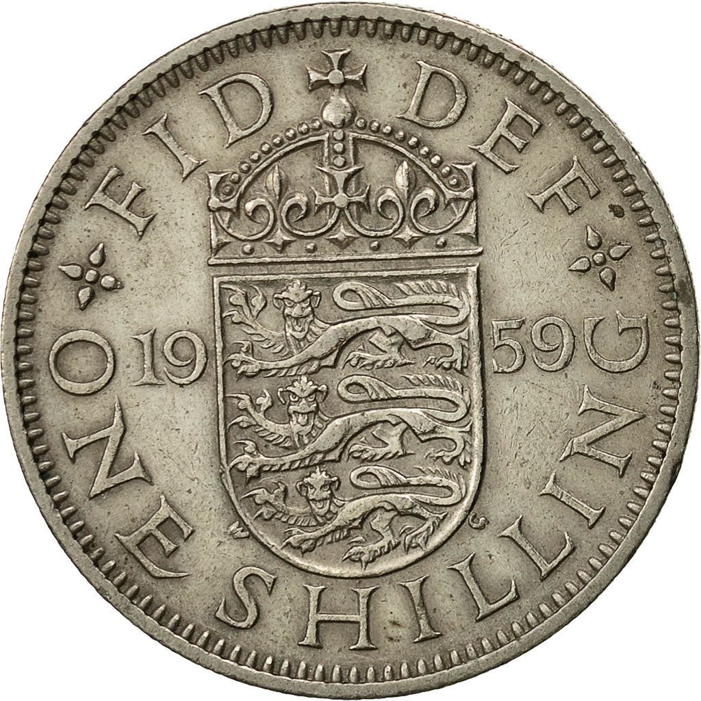 United Kingdom 1 Shilling - Elizabeth II English shield | no 'BRITT:OMN' | Coin KM904 1954 - 1970