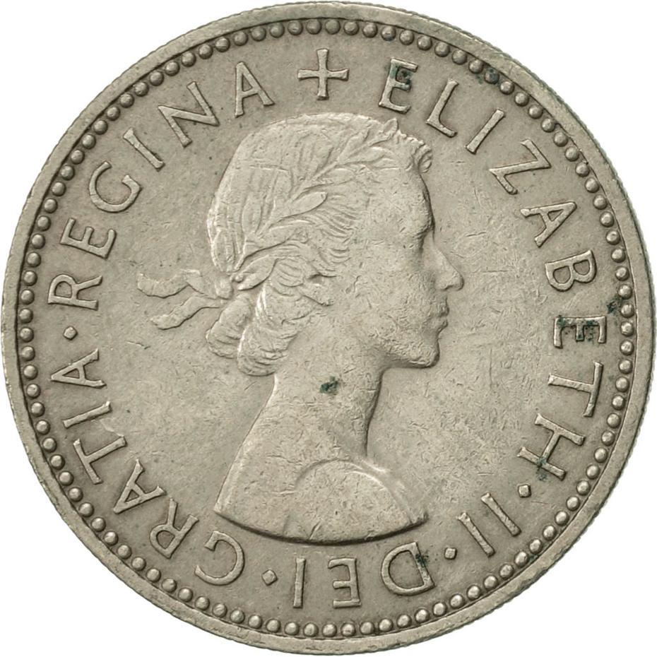 United Kingdom 1 Shilling - Elizabeth II English shield | no 'BRITT:OMN' | Coin KM904 1954 - 1970