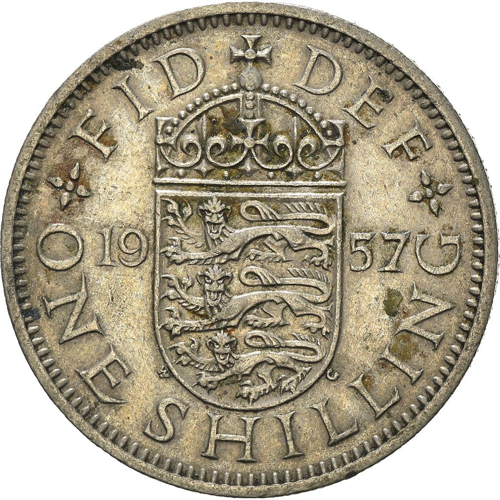 United Kingdom 1 Shilling - Elizabeth II English shield | no 'BRITT:OMN' | Coin KM904 1954 - 1970