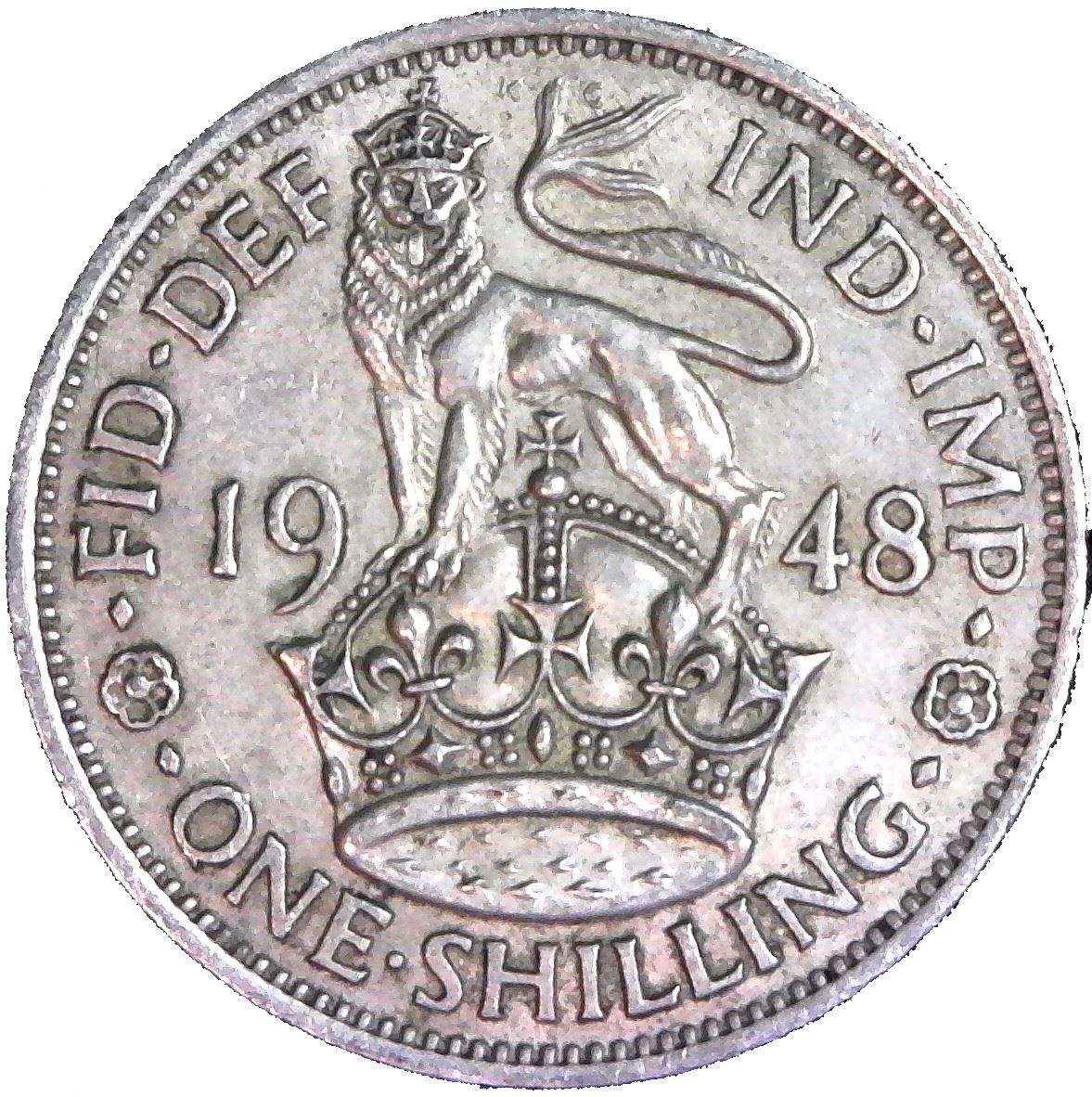 United Kingdom 1 Shilling - George VI English crest | with 'IND:IMP' | Coin KM863 1947 - 1948