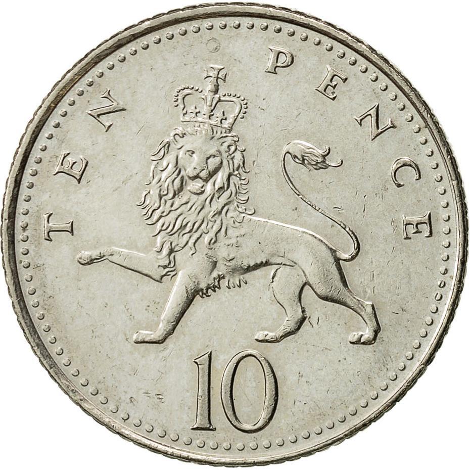 United Kingdom 10 Pence - Elizabeth II 4th portrait | Crowned Lion | Coin KM989 1998 - 2008