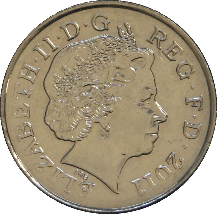 United Kingdom 10 Pence - Elizabeth II 4th portrait | Royal Shield, magnetic | Coin KM1110d 2011 - 2015