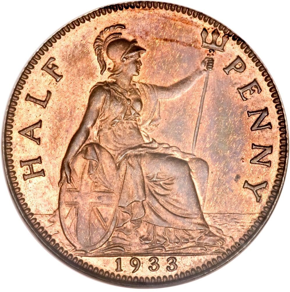 United Kingdom ½ Penny - George V smaller portrait | Coin KM837 1928 - 1936