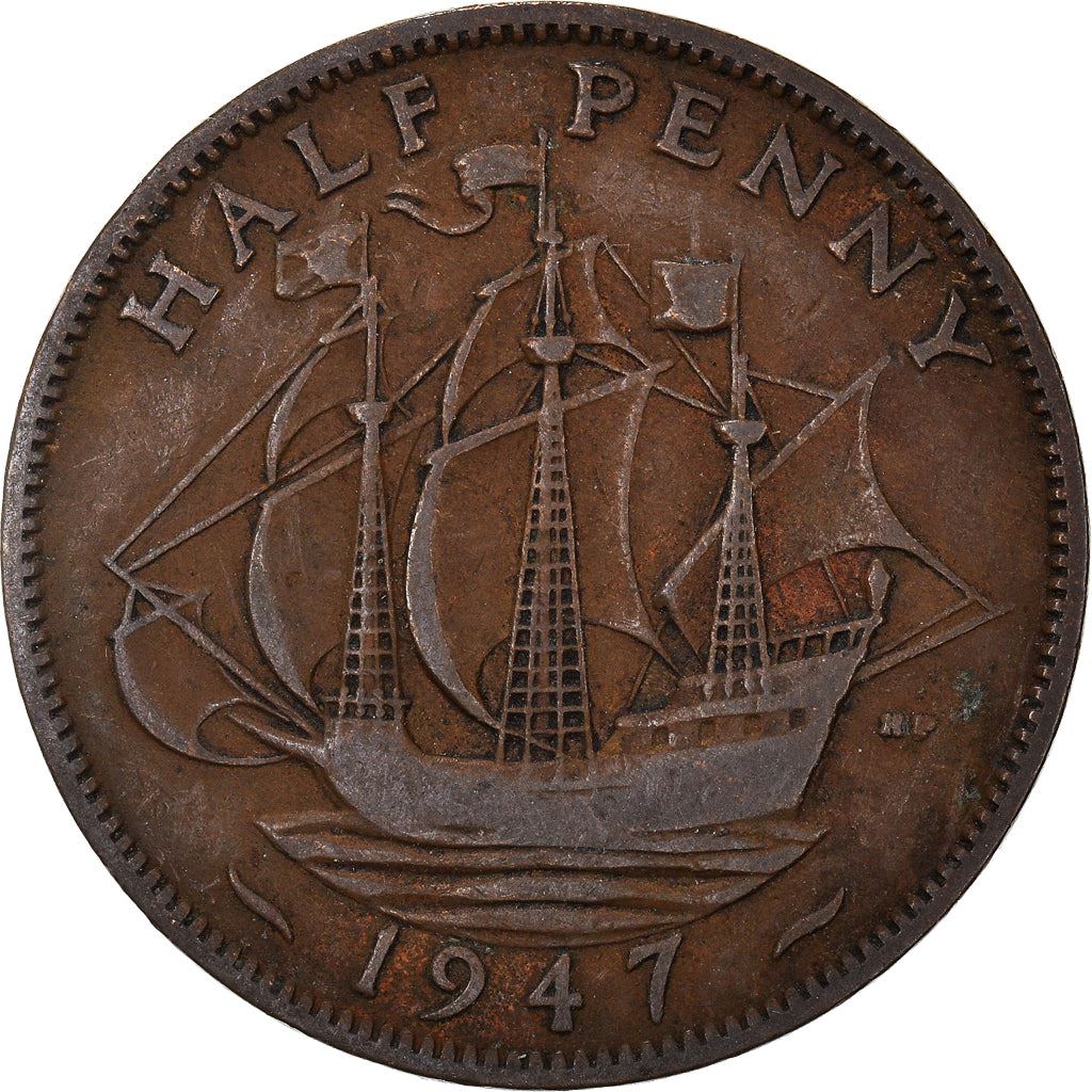 United Kingdom 1/2 Penny - George VI with 'IND:IMP' | Coin KM844 1937 - 1948