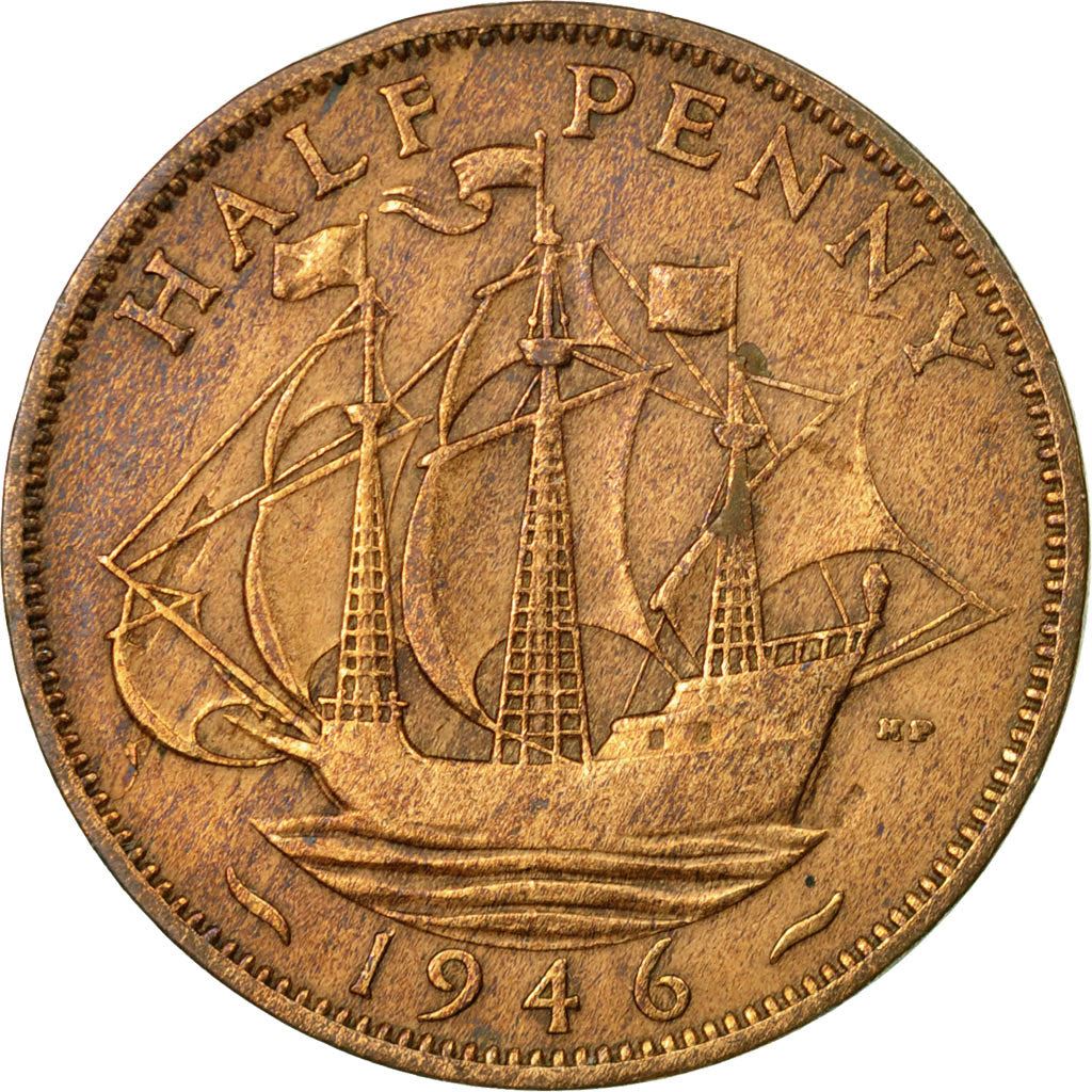 United Kingdom 1/2 Penny - George VI with 'IND:IMP' | Coin KM844 1937 - 1948