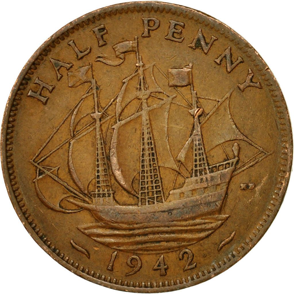 United Kingdom 1/2 Penny - George VI with 'IND:IMP' | Coin KM844 1937 - 1948