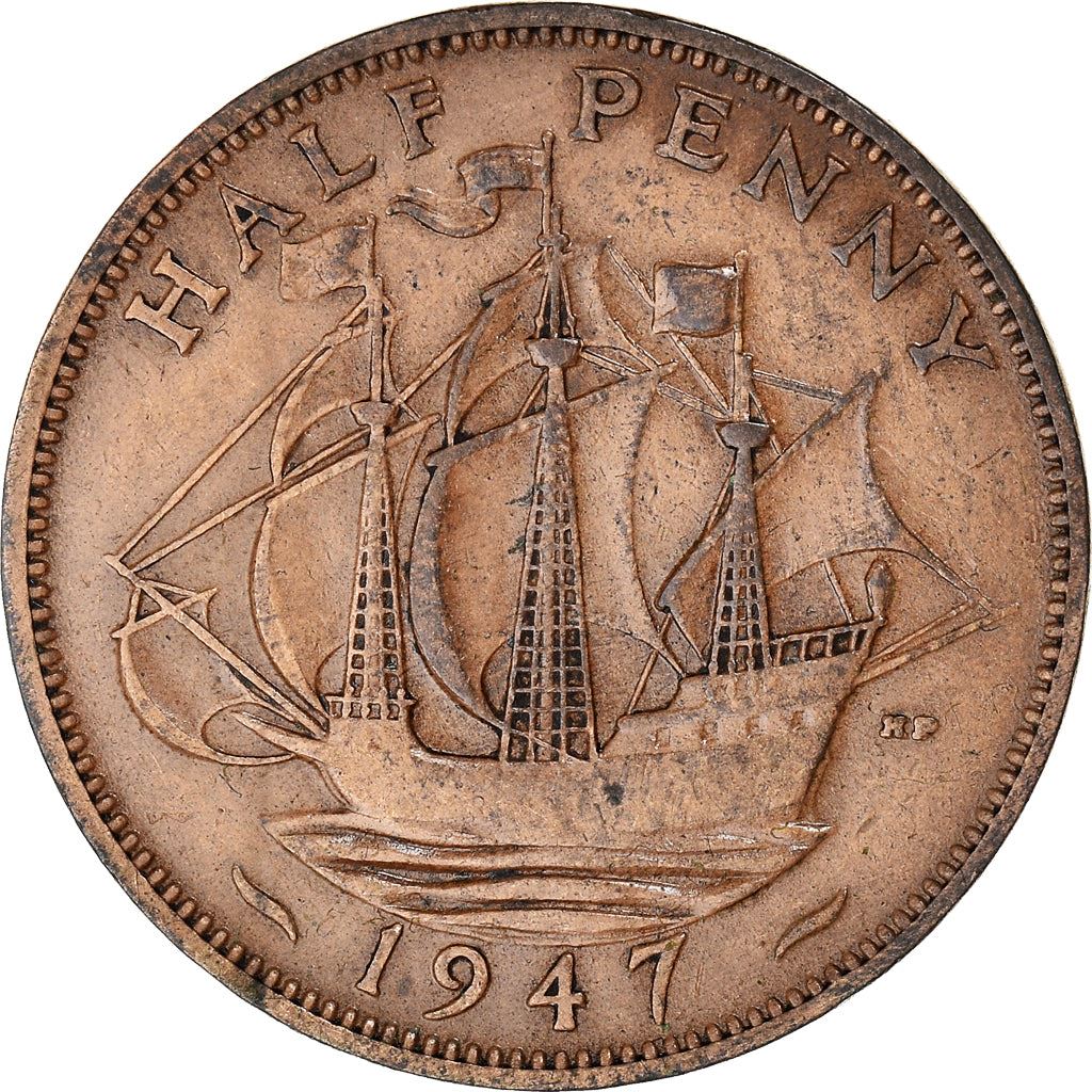 United Kingdom 1/2 Penny - George VI with 'IND:IMP' | Coin KM844 1937 - 1948