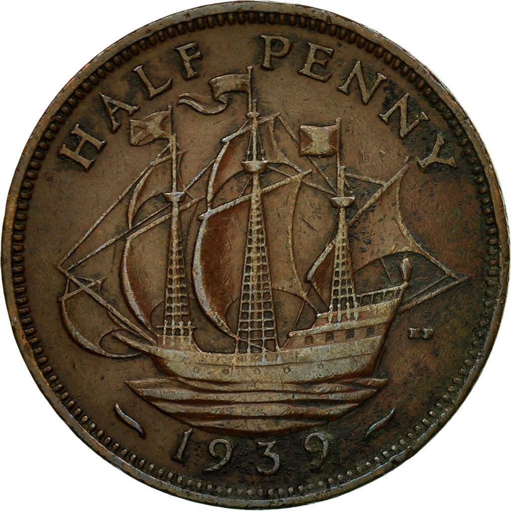 United Kingdom 1/2 Penny - George VI with 'IND:IMP' | Coin KM844 1937 - 1948