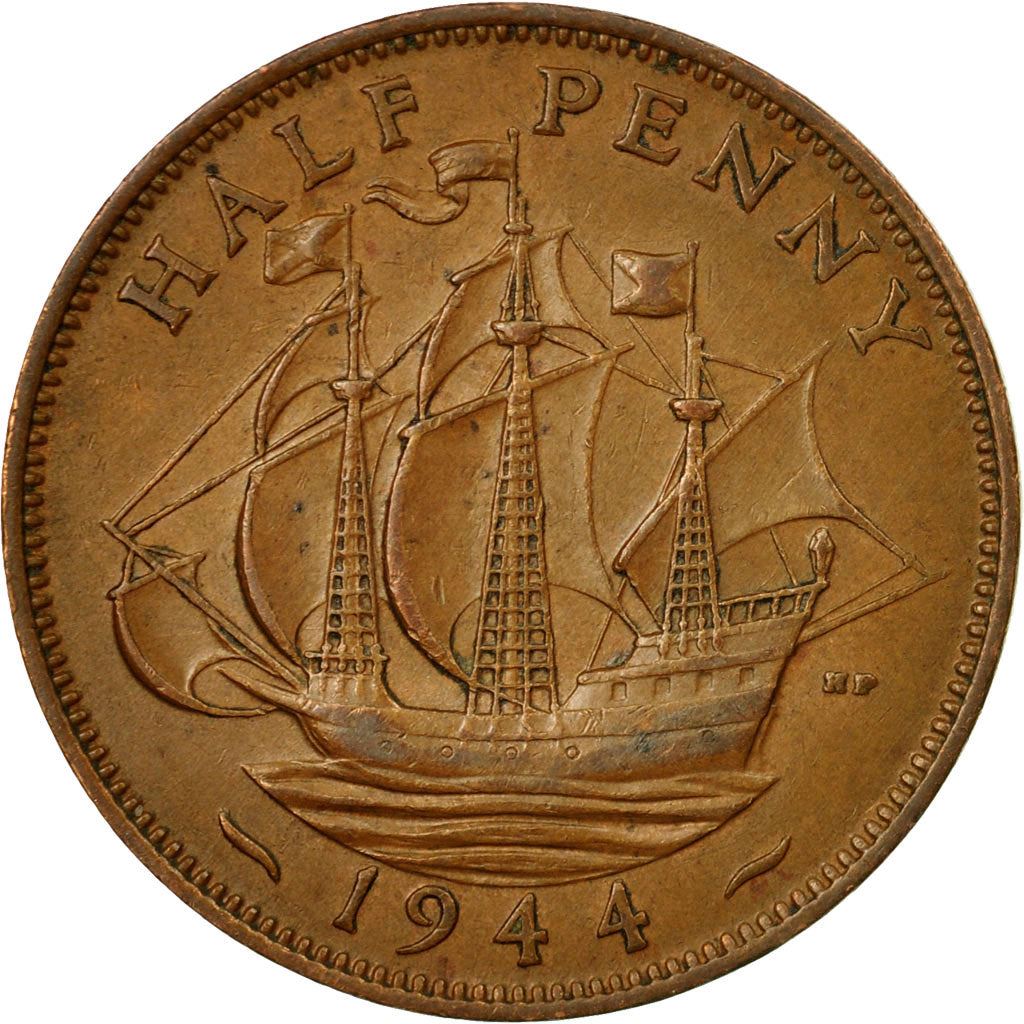 United Kingdom 1/2 Penny - George VI with 'IND:IMP' | Coin KM844 1937 - 1948