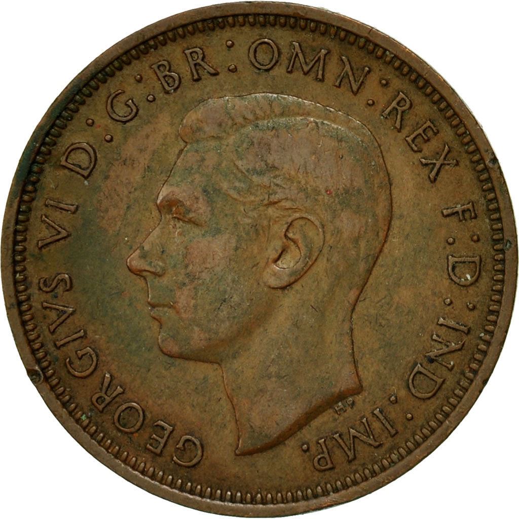 United Kingdom 1/2 Penny - George VI with 'IND:IMP' | Coin KM844 1937 - 1948