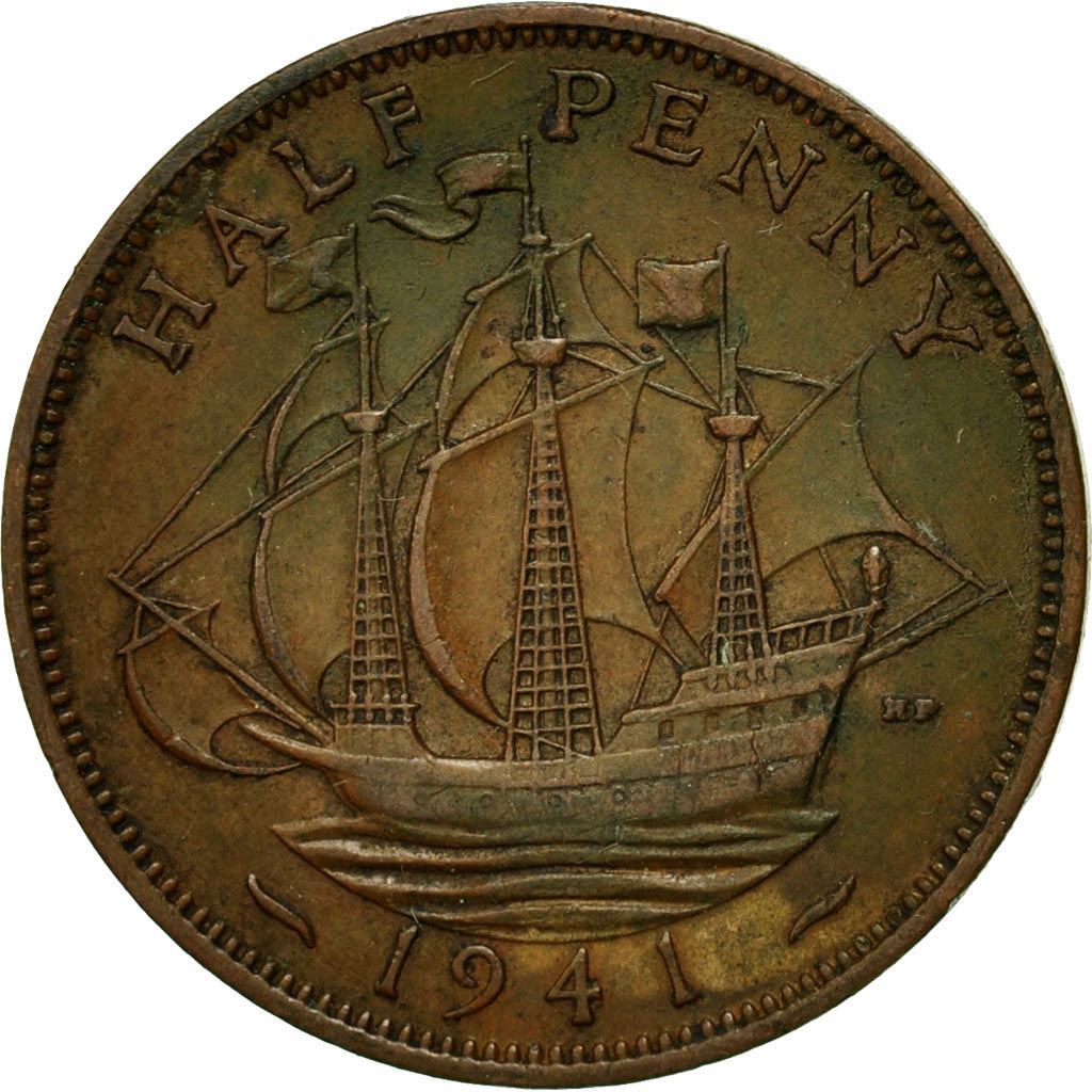 United Kingdom 1/2 Penny - George VI with 'IND:IMP' | Coin KM844 1937 - 1948