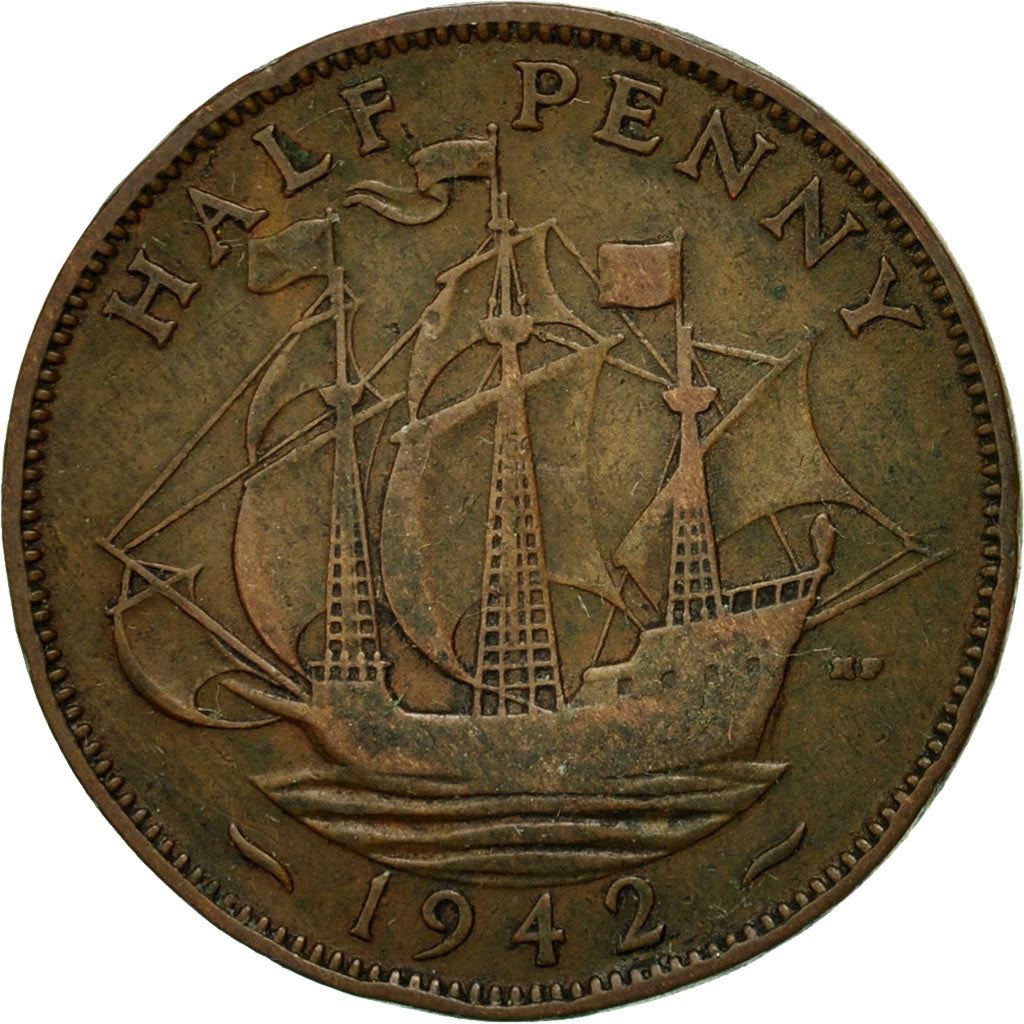 United Kingdom 1/2 Penny - George VI with 'IND:IMP' | Coin KM844 1937 - 1948