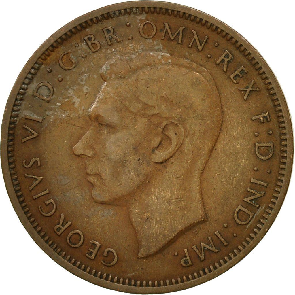 United Kingdom 1/2 Penny - George VI with 'IND:IMP' | Coin KM844 1937 - 1948