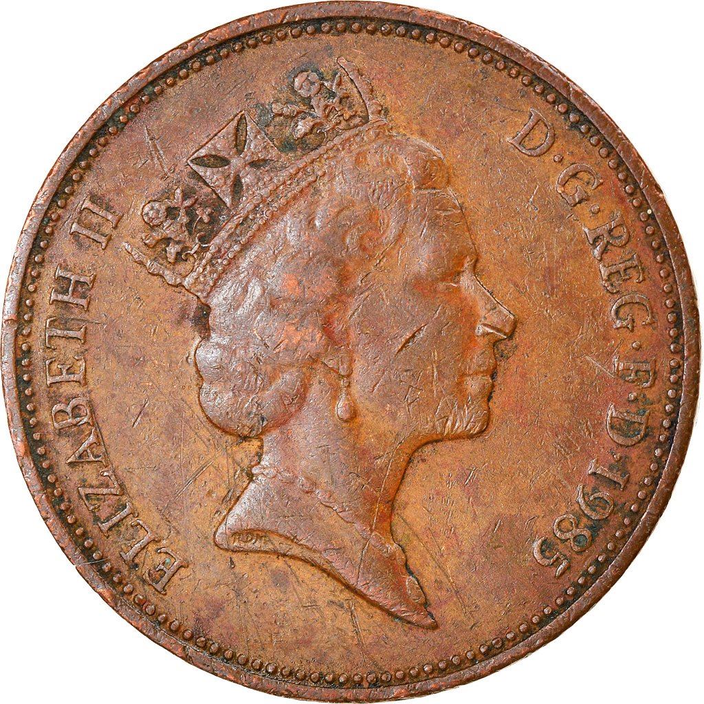 United Kingdom 2 Pence - Elizabeth II 3rd portrait | non-magnetic | Coin KM936 1985 - 1992