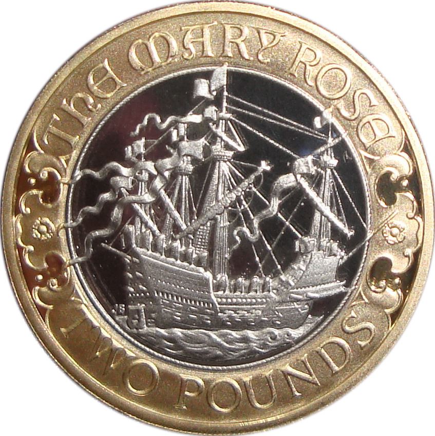 United Kingdom 2 Pounds Coin | Elizabeth II 4th portrait | Mary Rose | 2011