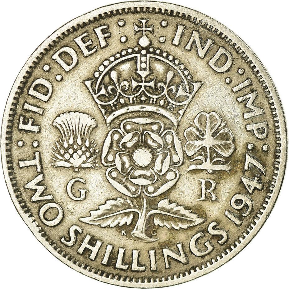 United Kingdom 2 Shillings - George VI with 'IND:IMP' | Coin KM865 1947 - 1948