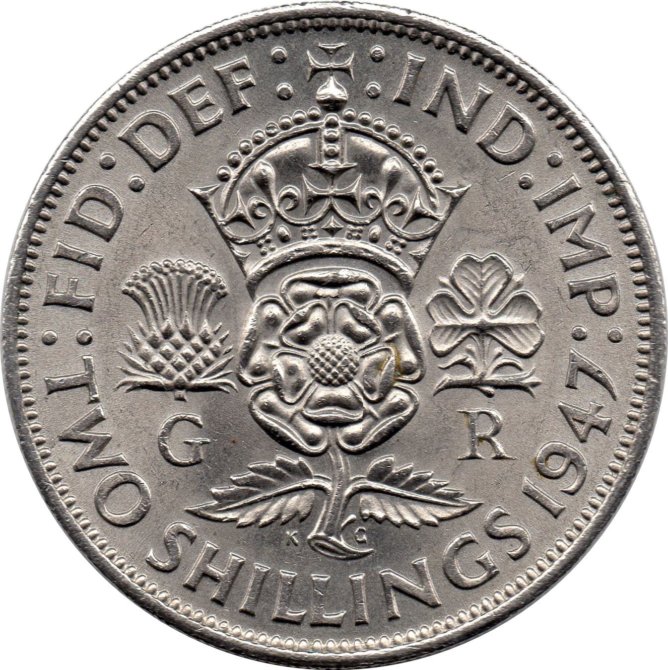 United Kingdom 2 Shillings - George VI with 'IND:IMP' | Coin KM865 1947 - 1948