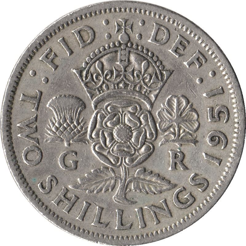 United Kingdom 2 Shillings - George VI without 'IND:IMP' | Coin KM878 1949 - 1951