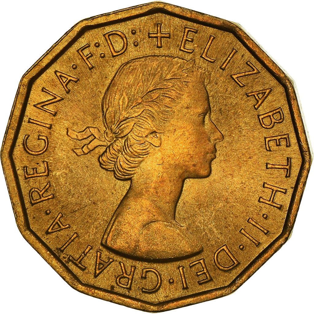 United Kingdom 3 Pence - Elizabeth II 1st portrait | without 'BRITT:OMN' | Coin KM900 1954 - 1970