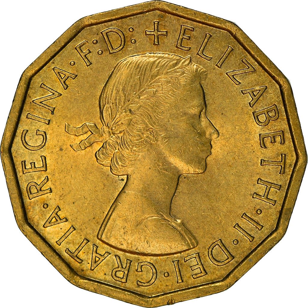 United Kingdom 3 Pence - Elizabeth II 1st portrait | without 'BRITT:OMN' | Coin KM900 1954 - 1970