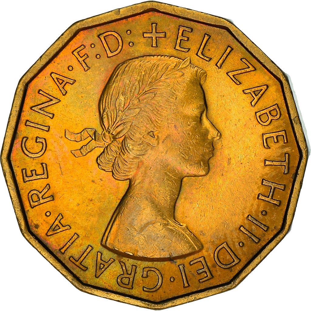 United Kingdom 3 Pence - Elizabeth II 1st portrait | without 'BRITT:OMN' | Coin KM900 1954 - 1970