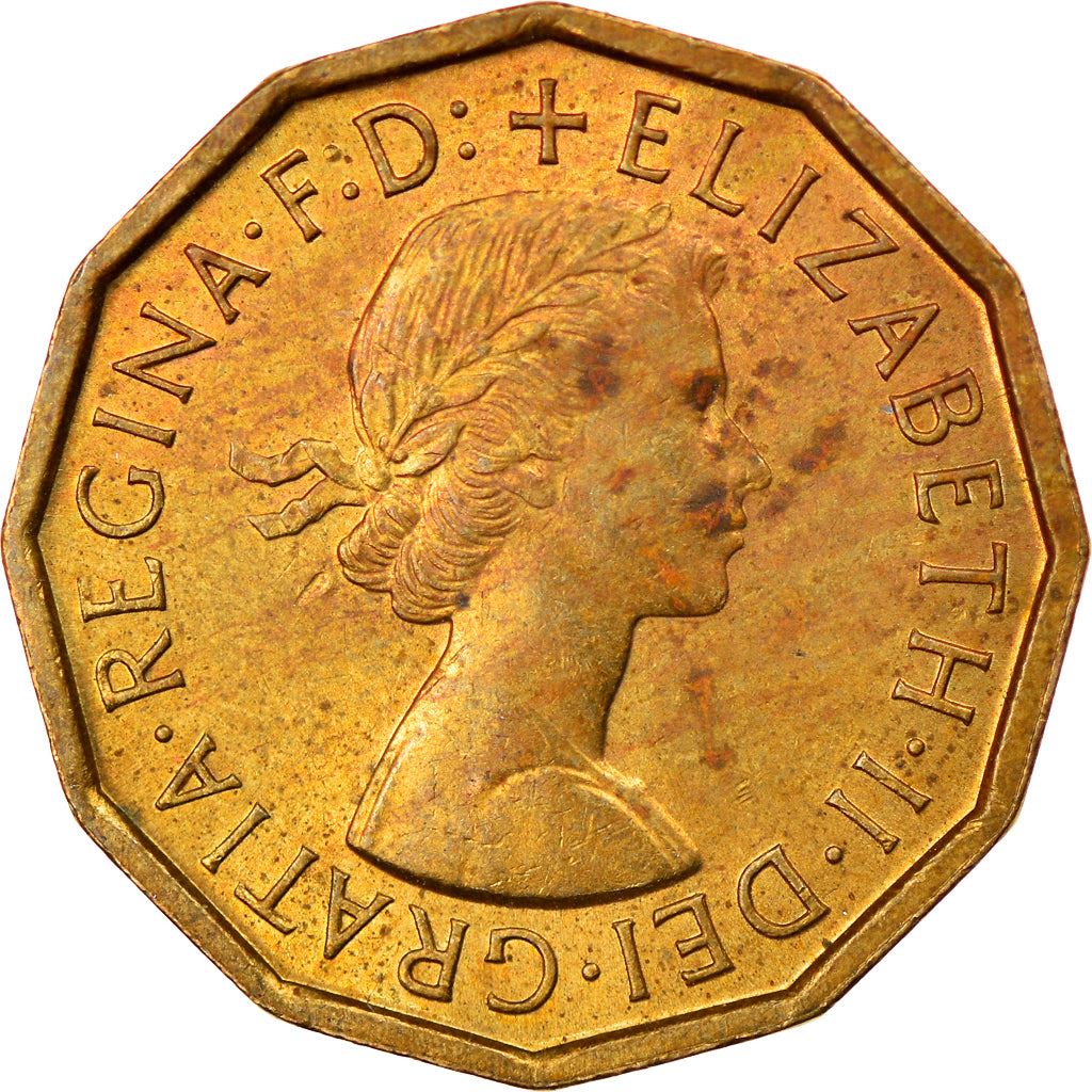 United Kingdom 3 Pence - Elizabeth II 1st portrait | without 'BRITT:OMN' | Coin KM900 1954 - 1970