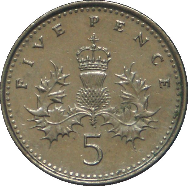 United Kingdom 5 Pence - Elizabeth II 4th portrait | Crowned Thistle | Coin KM988 1998 - 2008