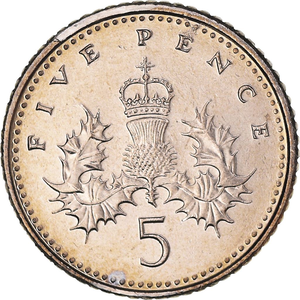 United Kingdom 5 Pence - Elizabeth II 4th portrait | Crowned Thistle | Coin KM988 1998 - 2008